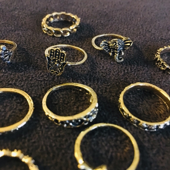 12pcs Gold Boho Stack Ring Set - Picture 3 of 3